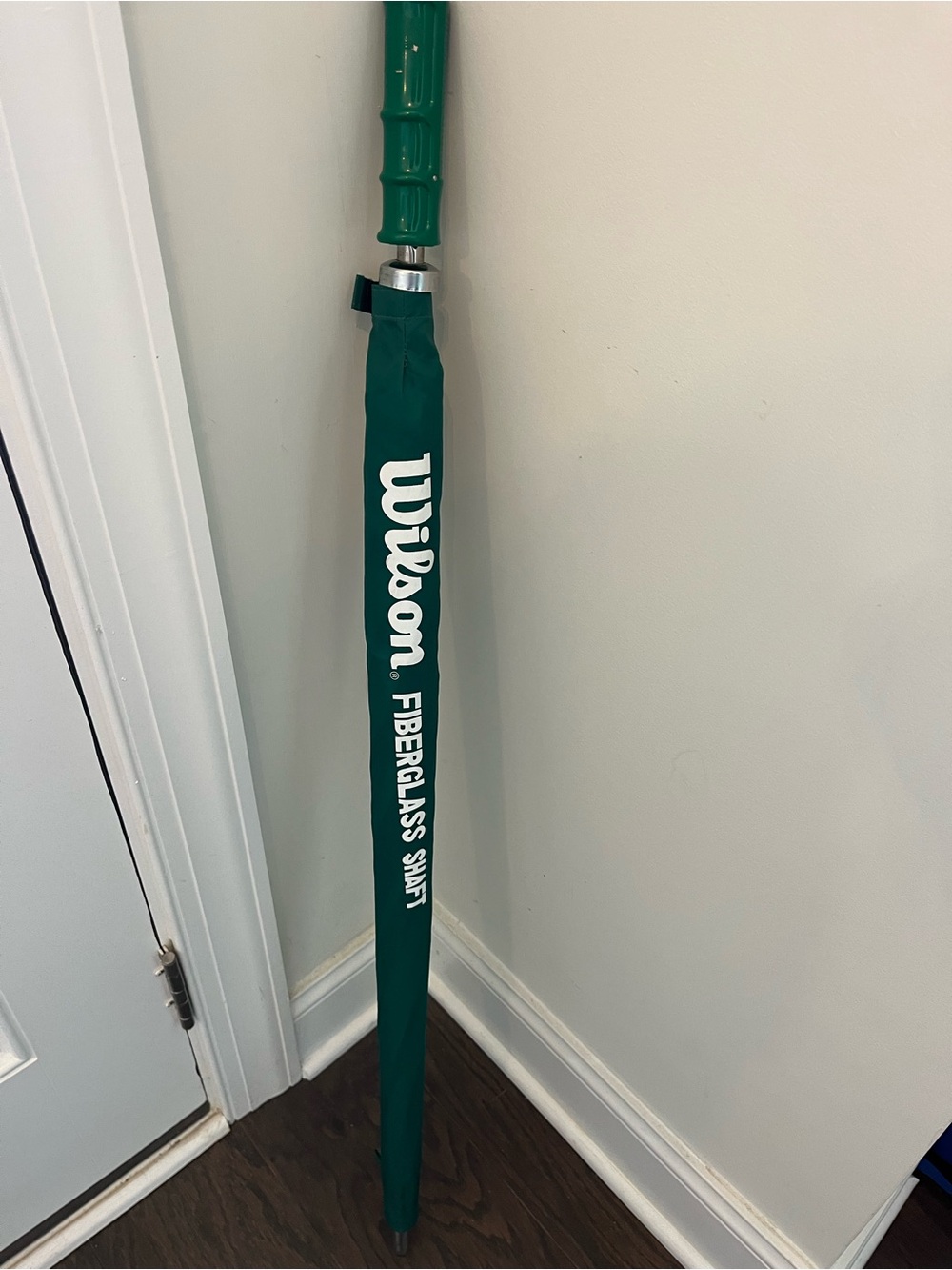 Vintage Fiberglass Wilson Golf Umbrella Green White Masters Augusta Colors Cover